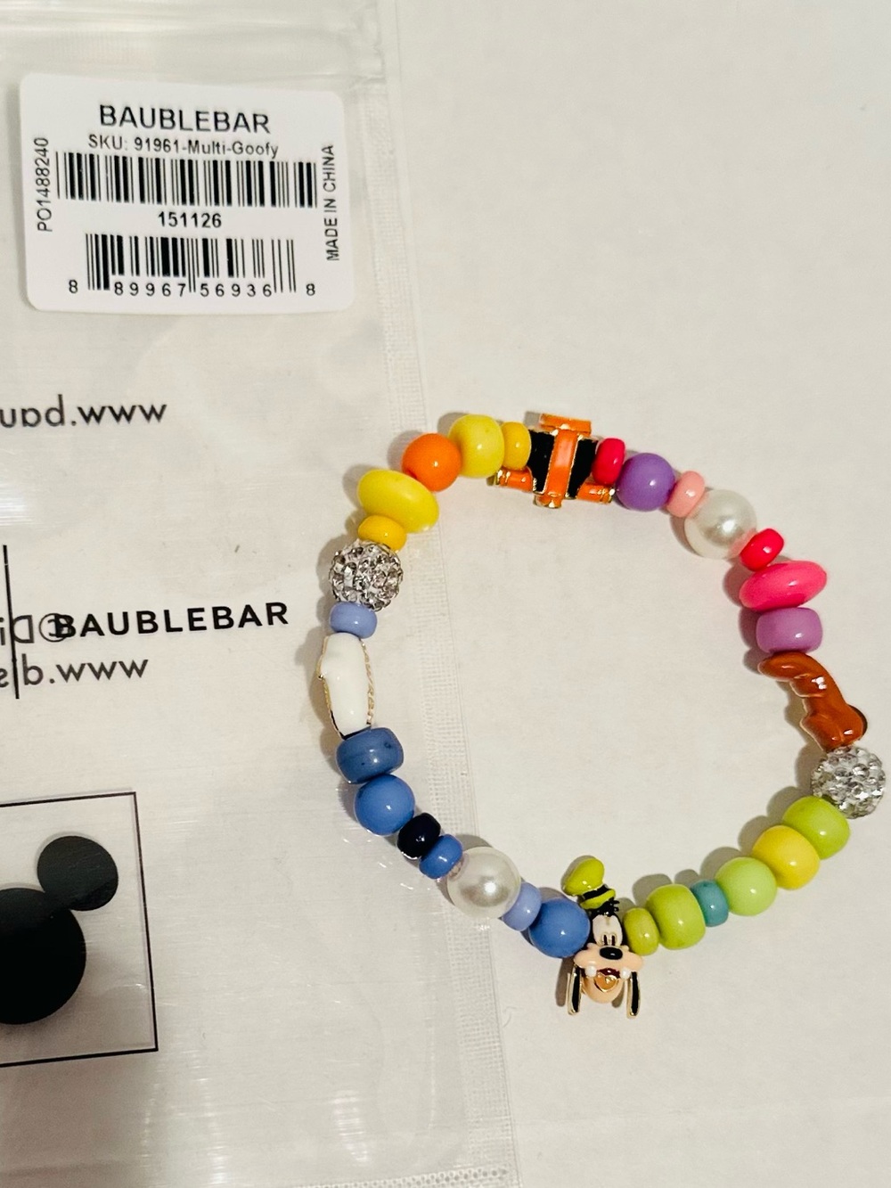 Baublebar NWT Disney Goody Beaded Multicolored Charm Bracelet